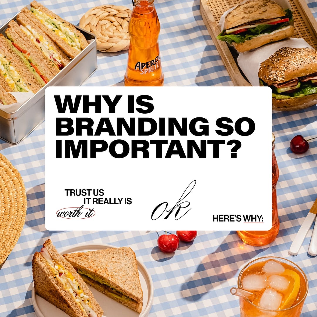 An image of a picnic with the text "Why is branding so important?" written in large writing. This has no logo, based in Cardiff.
